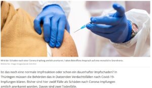 Alleine in Thüringen sind nun offiziell (!) 2 Menschen an dem genbasierten Impfstoff gestorben – 4 weitere Anträge wurden gestellt