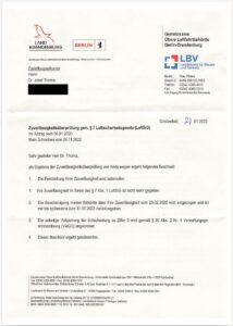 Auch Dr. Josef Thoma ein Opfer der staatlichen Willkür: Entzug der Pilotenlizenz