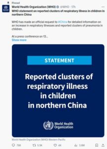 WHO-Erklärung: Häufungen von Atemwegserkrankungen bei Kindern in Nordchina – Corona 2.0?