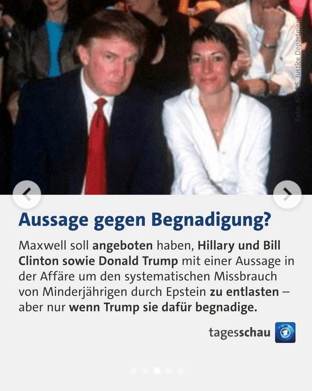 Maxwell: Aussage gegen Begnadigung – Entlastung für Trump, Hillary & Bill Clinton?